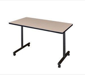Kobe T-Base 48" x 24" Mobile Training Table - Beige