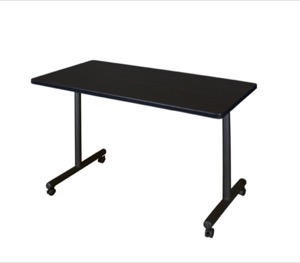 Kobe T-Base 48" x 24" Mobile Training Table - Mocha Walnut