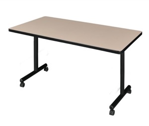 48" x 30" Kobe T-Base Mobile Training Table - Beige