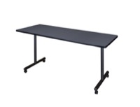 Regency Kobe 60 x 24 in. Mobile T-Base Training Seminar Table- Grey