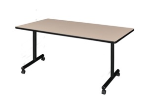 66" x 30" Kobe T-Base Mobile Training Table - Beige