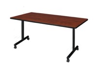Regency Kobe 66 x 30 in. Mobile T-Base Training Seminar Table- Cherry