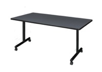 Regency Kobe 66 x 30 in. Mobile T-Base Training Seminar Table- Grey
