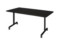66" x 30" Kobe T-Base Mobile Training Table - Mocha Walnut