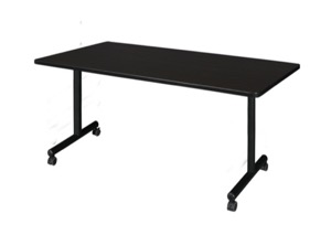 66" x 30" Kobe T-Base Mobile Training Table - Mocha Walnut