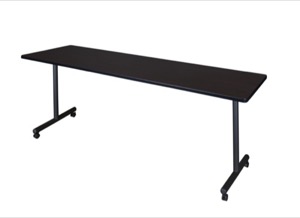 Kobe T-Base 84" x 24" Mobile Training Table - Mocha Walnut