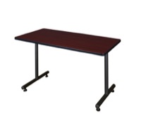 Regency Kobe 42 x 24 in. Steel T-Base Training Seminar Table- Mahogany