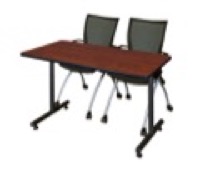 48" x 24" Kobe Training Table - Cherry & 2 Apprentice Chairs - Black