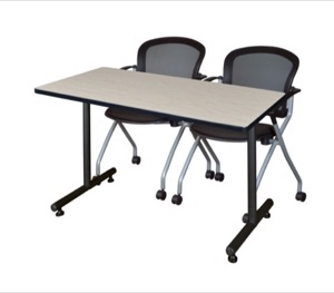 48" x 24" Kobe Training Table - Maple and 2 Cadence Nesting Chairs