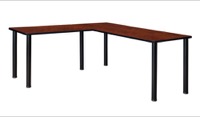 Regency Kee 60 x 66 in. Corner L Shaped Desk- Cherry Top, Black Legs