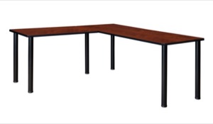 Kee 60" L-Desk with 42" Return, Cherry/Black