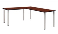 Kee 60" L-Desk with 42" Return, Cherry/Chrome