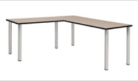 Kee 66" L-Desk with 42" Return, Beige/Chrome