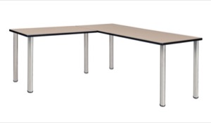 Kee 72" L-Desk with 42" Return, Beige/Chrome
