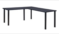 Kee 72" L-Desk with 42" Return, Grey/Black