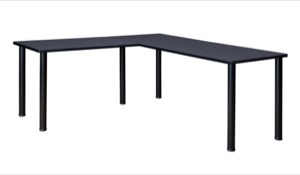 Kee 72" L-Desk with 42" Return, Grey/Black