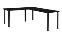Kee 72" L-Desk with 42" Return, Mocha Walnut/Black
