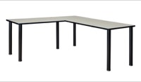 Regency Kee 66 x 66 in. Corner L Shaped Desk- Maple Top, Black Legs