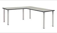 Kee 72" L-Desk with 42" Return, Maple/Chrome
