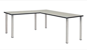 Kee 72" L-Desk with 42" Return, Maple/Chrome