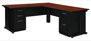 Fusion 72" Double Pedestal L-Desk with 42" Return - Cherry