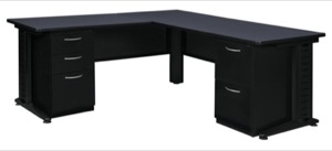 Fusion 72" Double Pedestal L-Desk with 48" Return - Grey