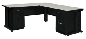 Fusion 72" Double Pedestal L-Desk with 48" Return - Maple
