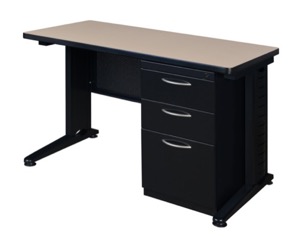 Fusion 48" x 24" Single Pedestal Desk - Beige
