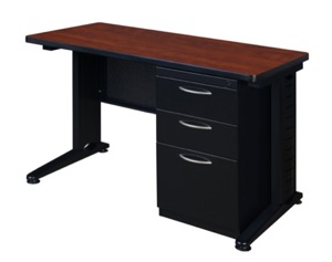 Fusion 48" x 24" Single Pedestal Desk - Cherry