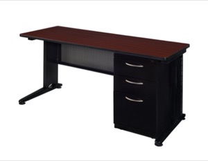 Fusion 60" x 24" Single Pedestal Desk - Mahogany