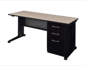 Fusion 72" x 30" Single Pedestal Desk - Beige