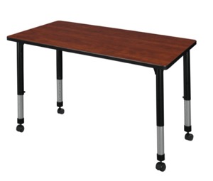 Kee 42" x 24" Height Adjustable Mobile Classroom Table  - Cherry