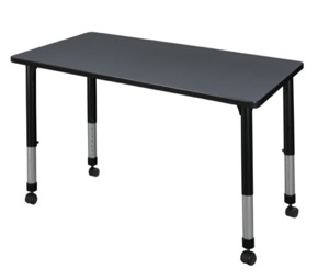Kee 42" x 24" Height Adjustable Mobile Classroom Table  - Grey
