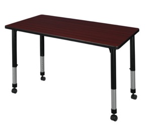 Kee 42" x 30" Height Adjustable Mobile Classroom Table  - Mahogany