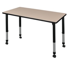 Kee 48" x 24" Height Adjustable  Mobile Classroom Table  - Beige