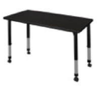 Kee 48" x 24" Height Adjustable Mobile Classroom Table  - Mocha Walnut