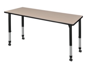 Kee 60" x 24" Height Adjustable Mobile Classroom Table  - Beige