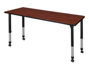 Kee 60" x 24" Height Adjustable Mobile Classroom Table  - Cherry