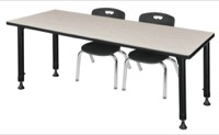 Regency Kee 60 x 30 in. Adjustable Classroom Table- Maple & 2 Andy 12 in. Stack Chairs- Black