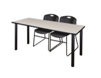 Regency Kee 66 x 24 in. Training Table- Maple Top, Black Legs & 2 Zeng Chairs- Black