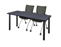 72" x 24" Kee Training Table - Grey/ Black & 2 Apprentice Chairs - Black