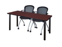 Regency Kee 72 x 24 in. Training Table- Mahogany Top, Black Legs & 2 Cadence Nesting Chairs
