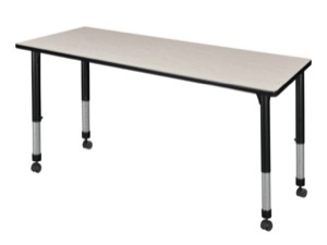 Kee 72" x 24" Height Adjustable Mobile Classroom Table  - Maple