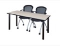 Regency Kee 72 x 24 in. Training Table- Maple Top, Black Legs & 2 Cadence Nesting Chairs