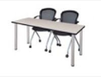 Regency Kee 72 x 24 in. Training Table- Maple Top, Chrome Legs & 2 Cadence Nesting Chairs
