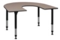 66" x 60" Horseshoe Shaped Height Adjustable Classroom Table - Beige