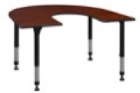 66" x 60" Horseshoe Shaped Height Adjustable Classroom Table - Cherry