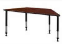60" x 30" Trapezoid Height Adjustable Classroom Table - Cherry