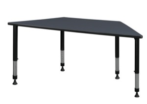 60" x 30" Trapezoid Height Adjustable Classroom Table - Grey