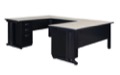 Fusion 72" Double Pedestal U-Desk with 42" Bridge - Maple